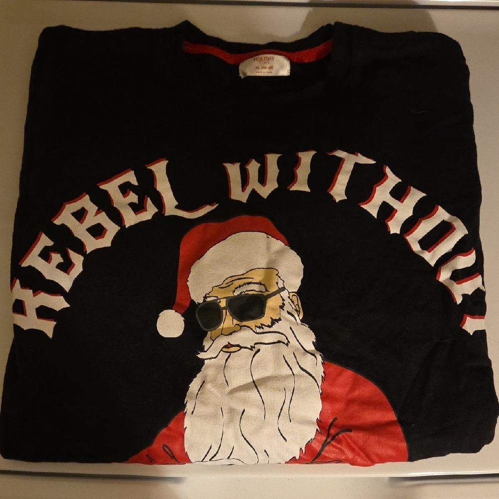 Holiday Time Black Santa Crewneck Sweater